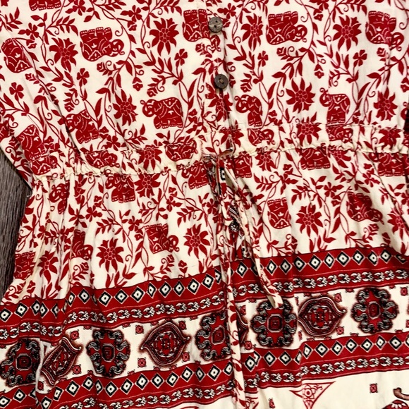 Red Patterned Boho Romper - Picture 3 of 5